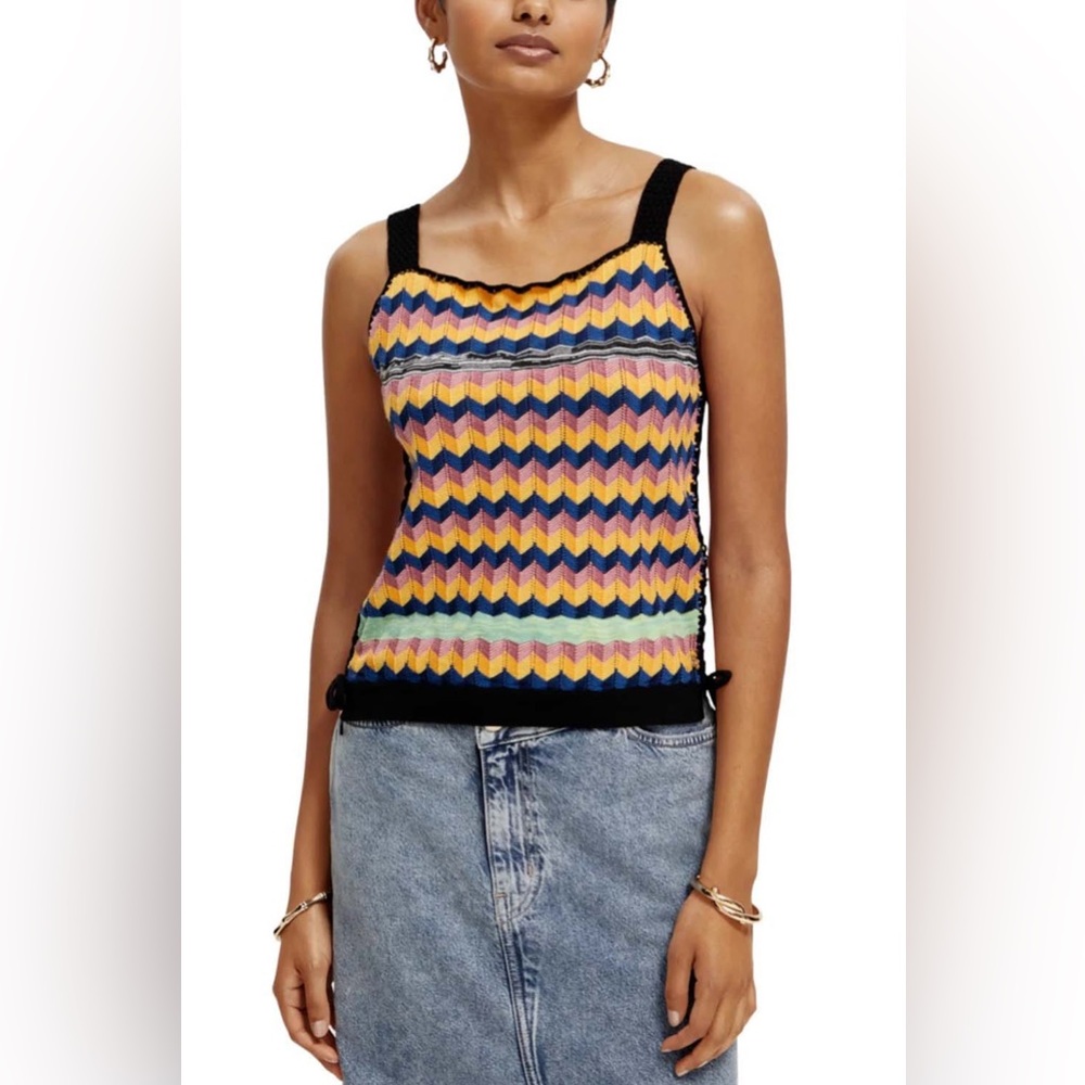 Scotch & Soda Born to Love Chevron Multicolored Stripe Knit Tank